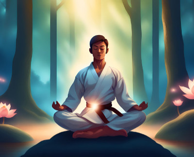 imagen karateka meditando.