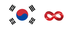 bandera de Corea junto a un simbolo de infinito.